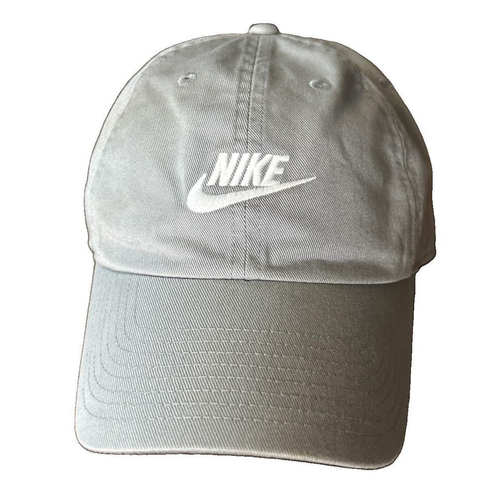 Nike Hat Embroidered Swoosh Logo Dad Cap Grey Size M/L Adjustable Strap Back